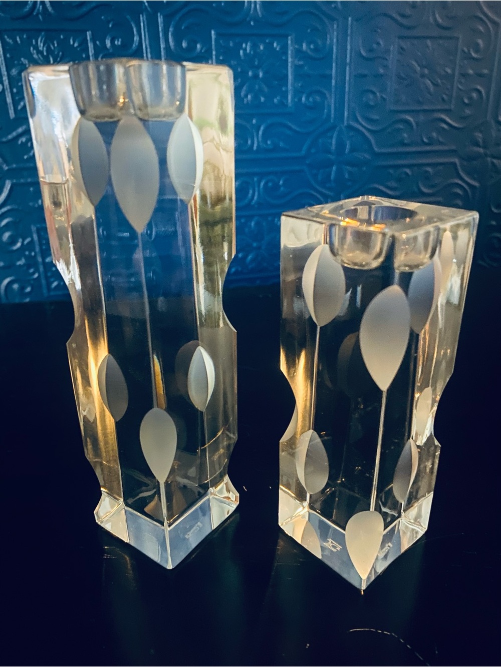 Vintage Set of 2 JG Durand Cristal Candle Holders
